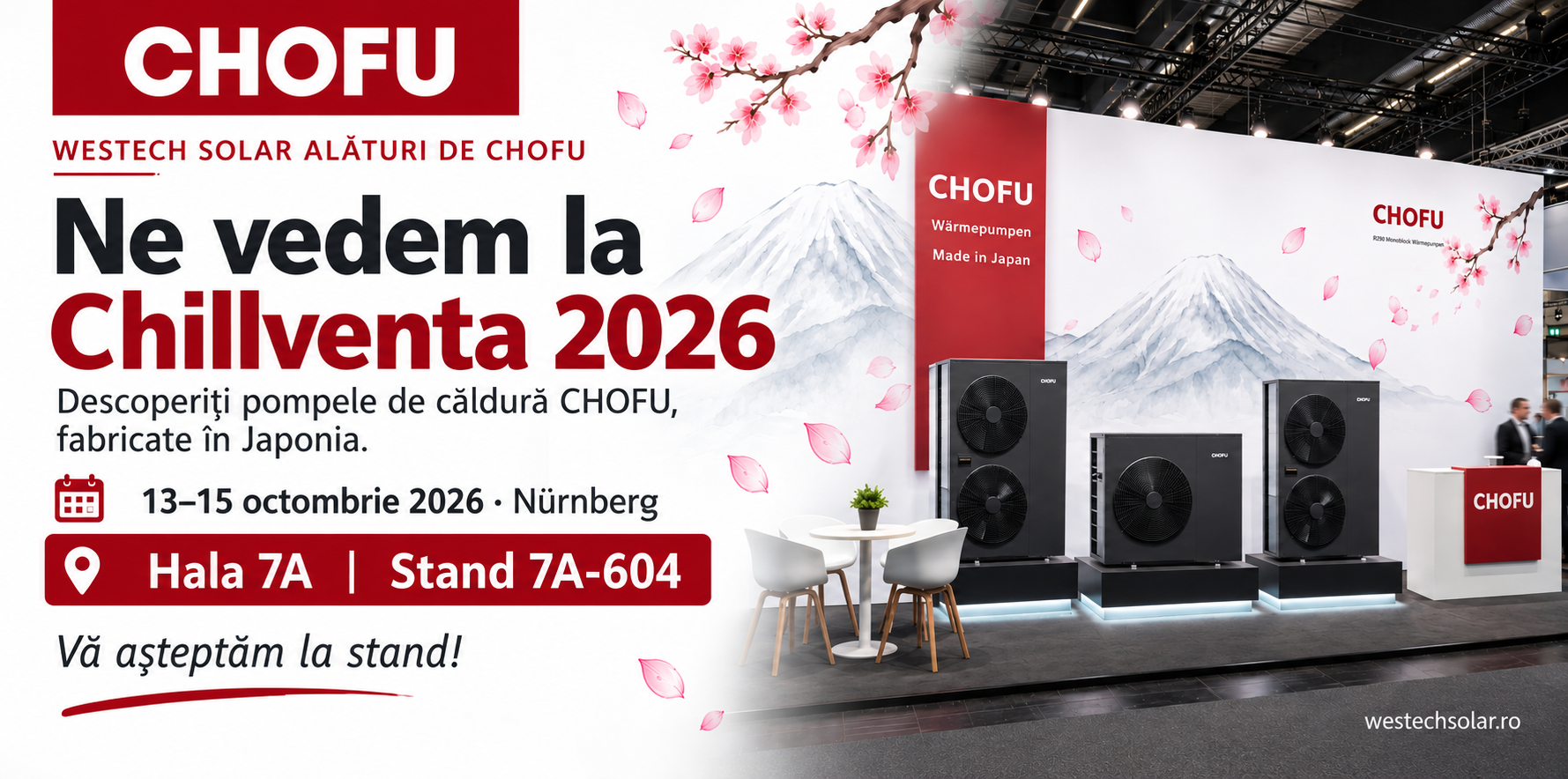 Westech Solar alături de CHOFU la Chillventa 2026, Nürnberg, 13–15 octombrie, hala 7A, stand 7A-604